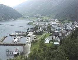 View to Hellesylt from the entrance to the youth hostel